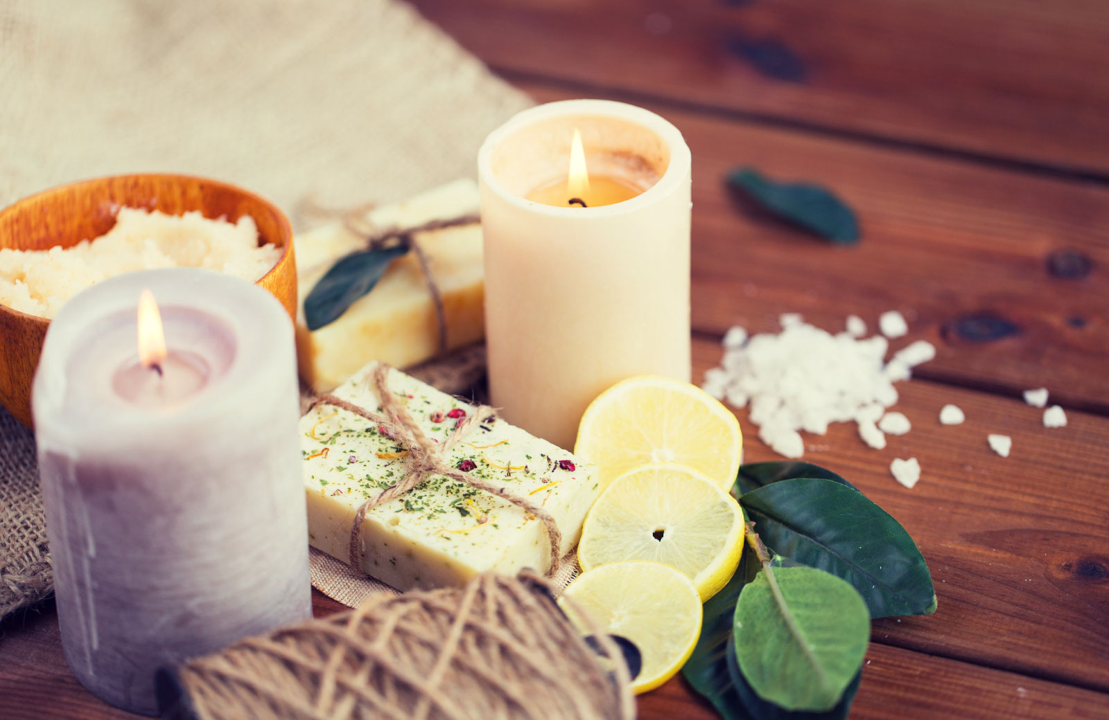 lighted scented candles
