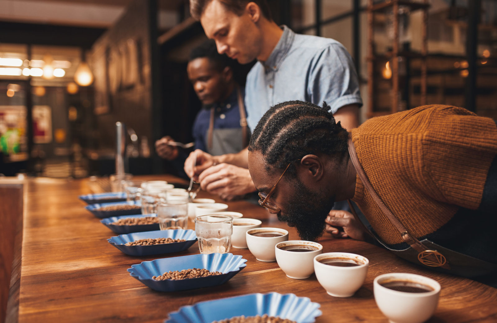 coffee tasters sampling coffee