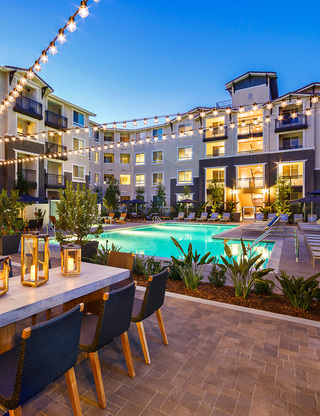 Dining area on the pool deck.