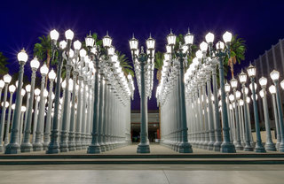 Rows of street lights at LACMA