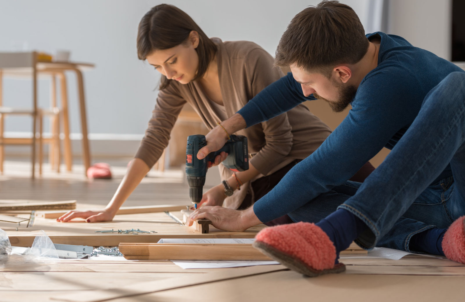 couple creating diy home projects