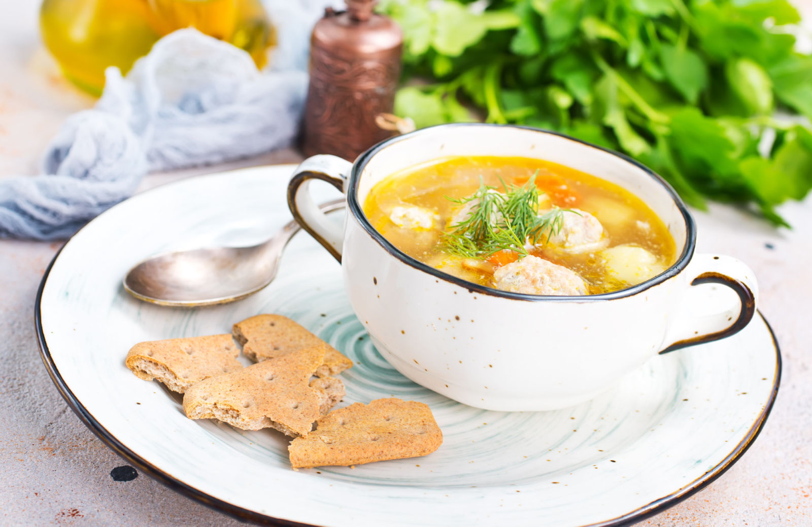 soup with biscuits