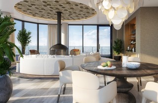 modern apartment lobby with seating