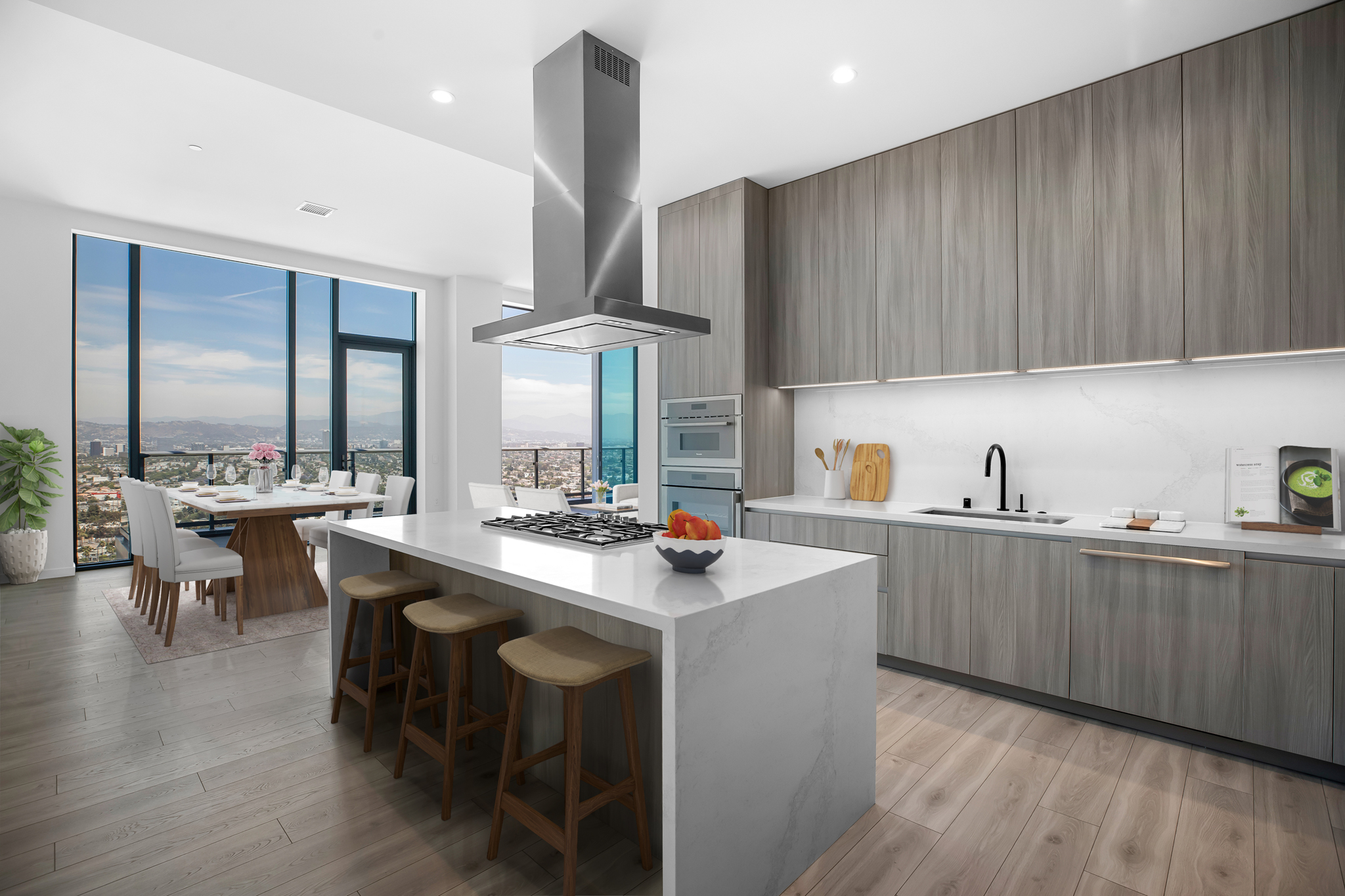 Kitchen with Island and views in the backround