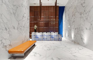 19 dutch lobby front desk with blue-and-white tiles