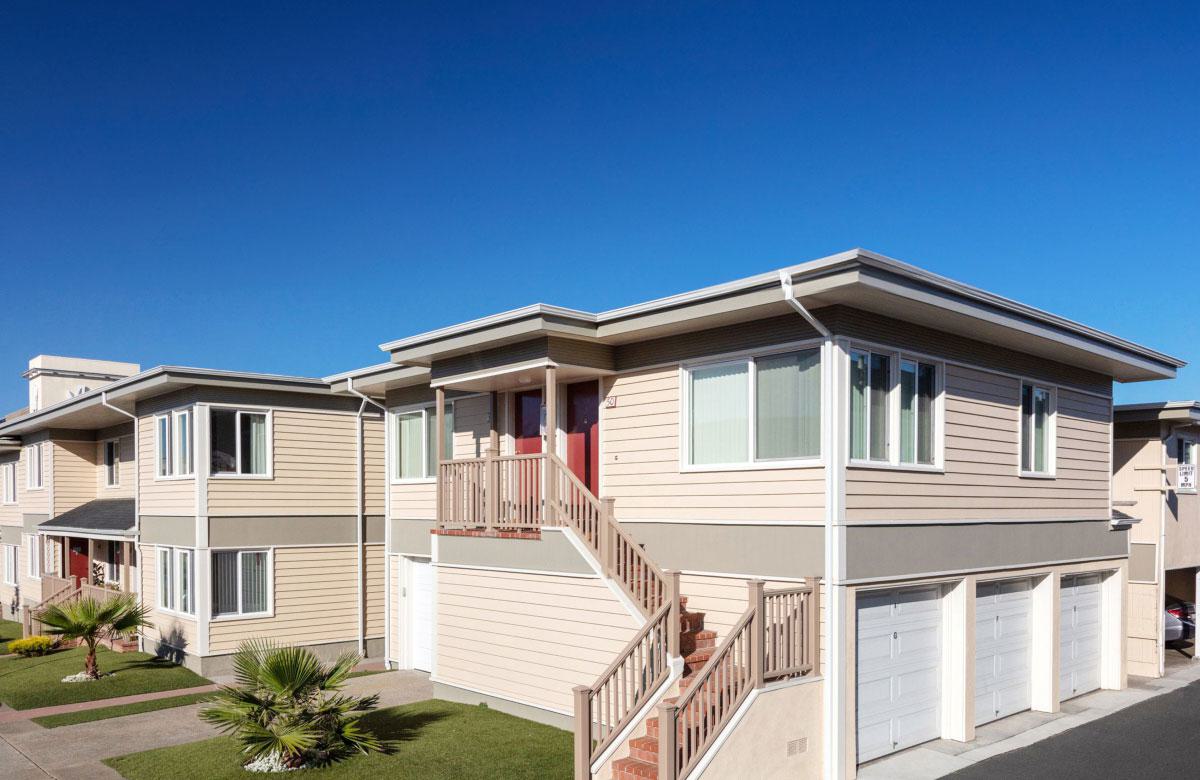Garden East - larger garden-style apartments with exterior entrances and parking garages