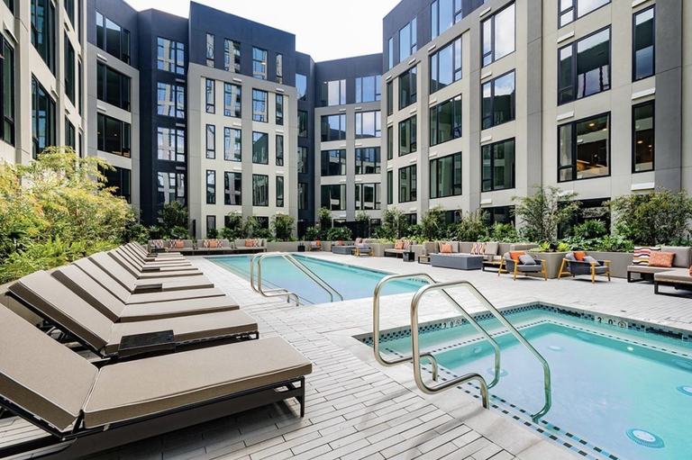 The Atlas Pool Terrace Luxury Oakland Apts with a Pool
