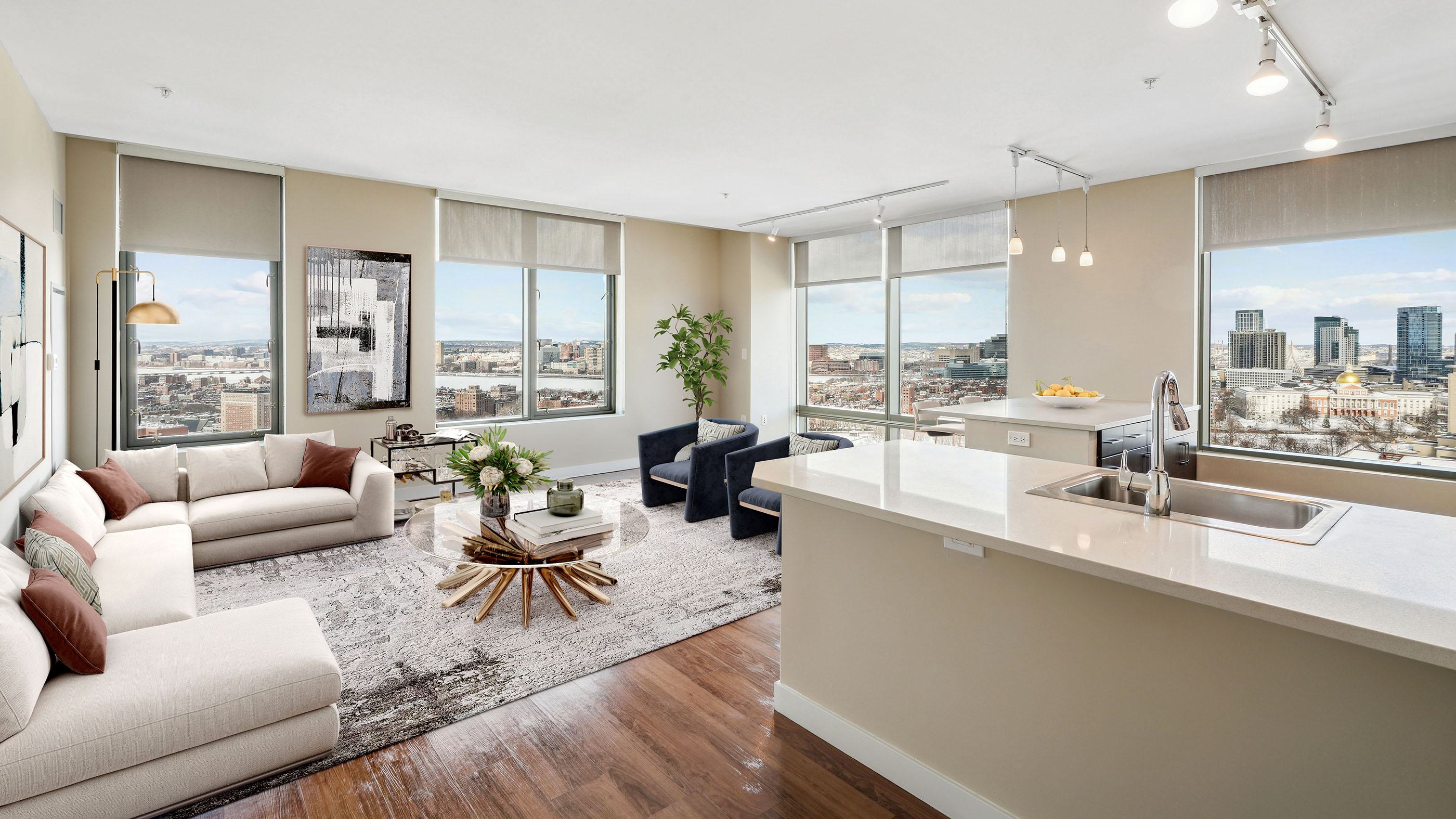 Image showing an apartment at Luka on the Common in downtown Boston, MA that overlooks the state house