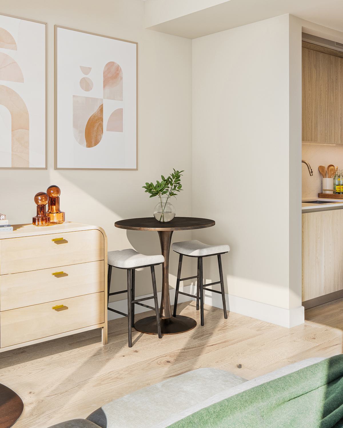 Man with a thoughtful, reflective expression comfortably sitting in a modern side chair with his legs extended