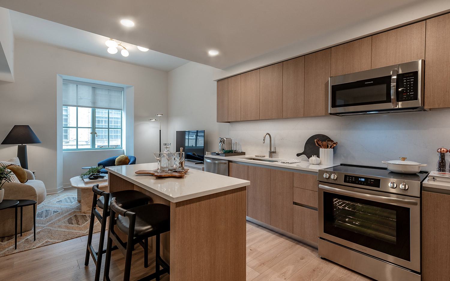 living room and kitchen
