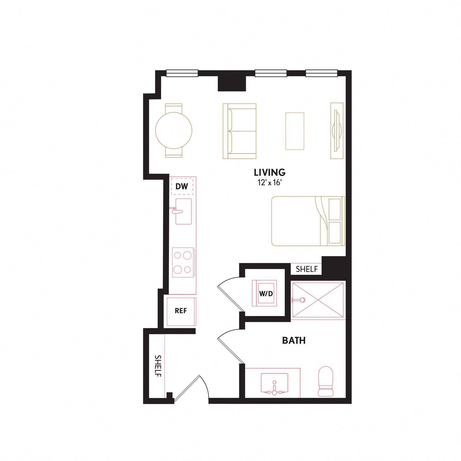 S11 Studio 1 Bath diagram
