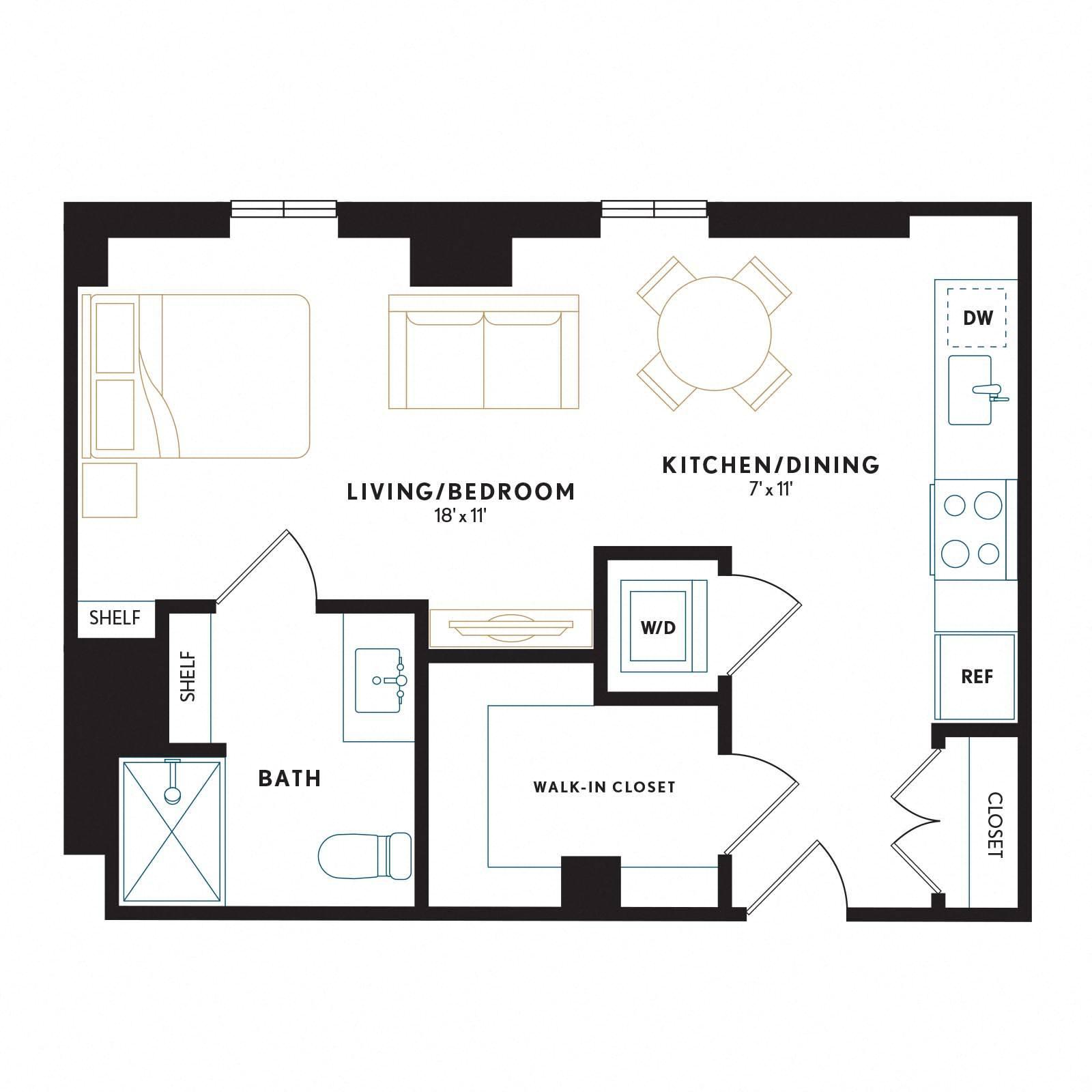S16H Studio 1 Bath diagram
