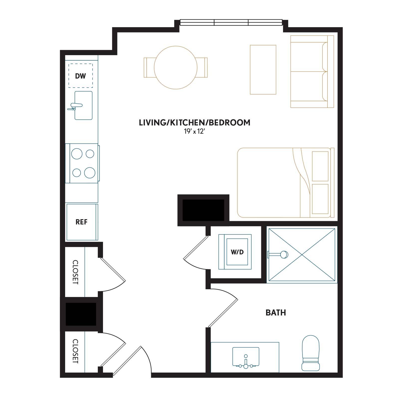 S7H Studio 1 Bath diagram