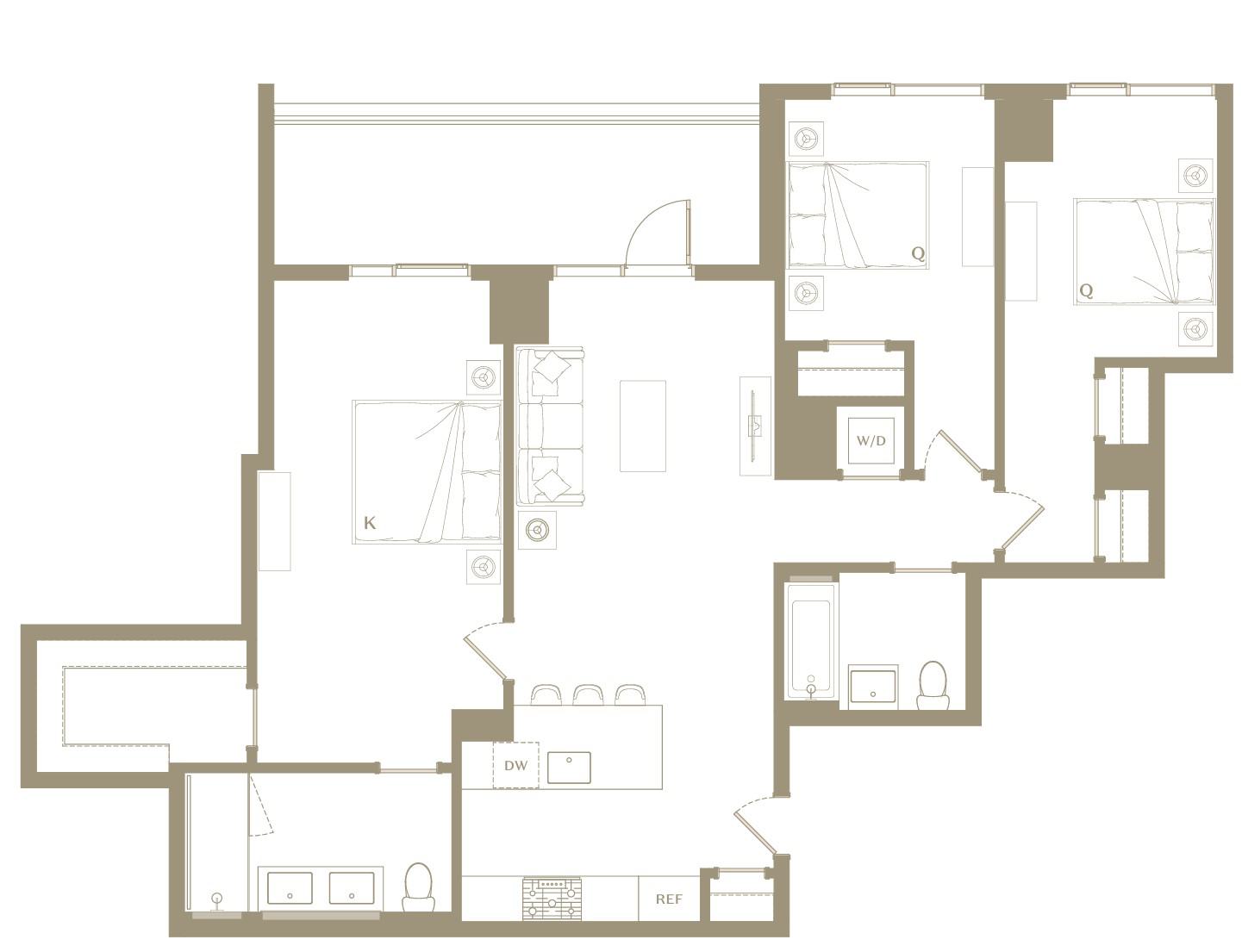 Three Bedroom / Two Bathroom #3F