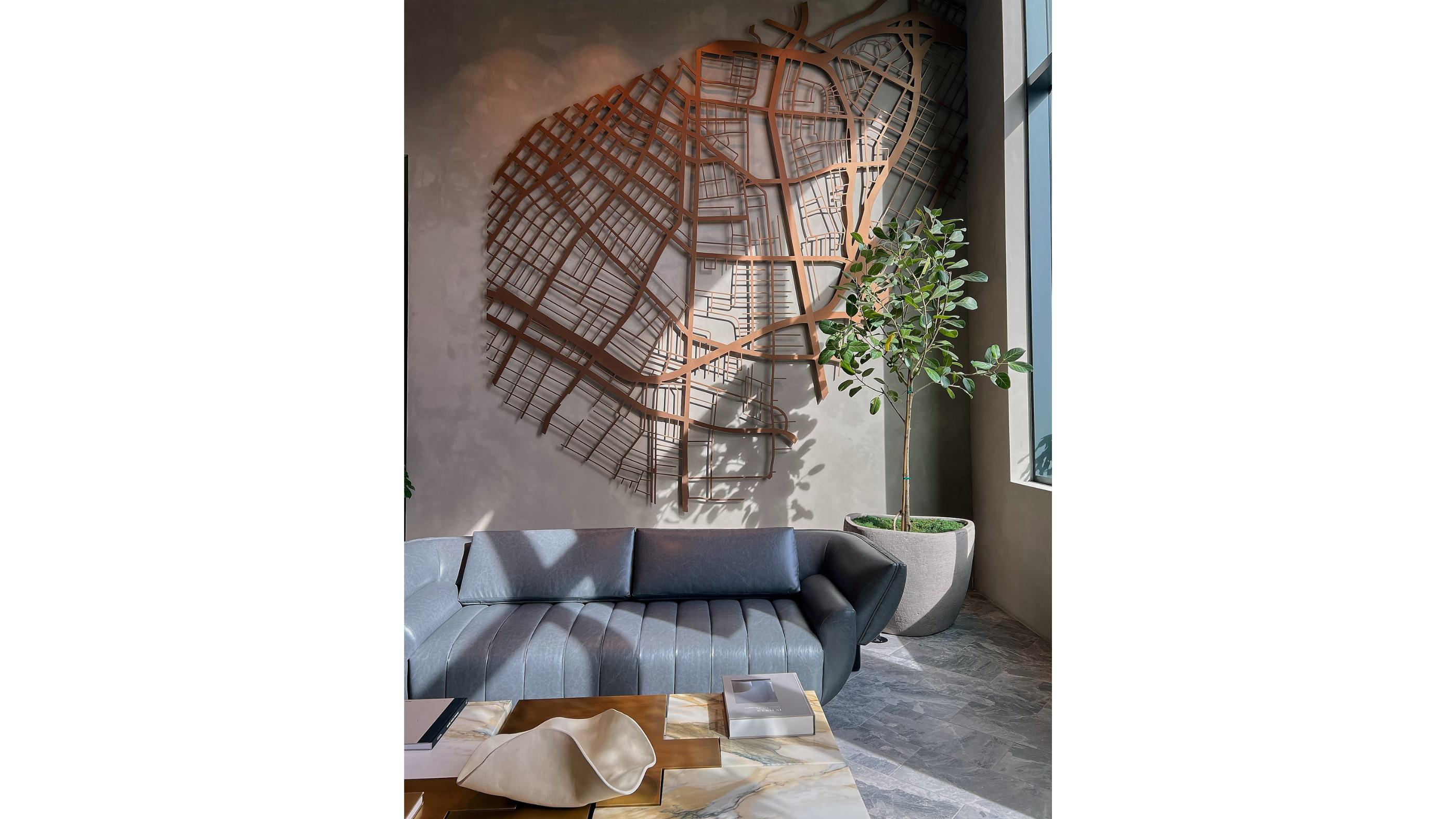 Anodized Aluminum Map wall of LA