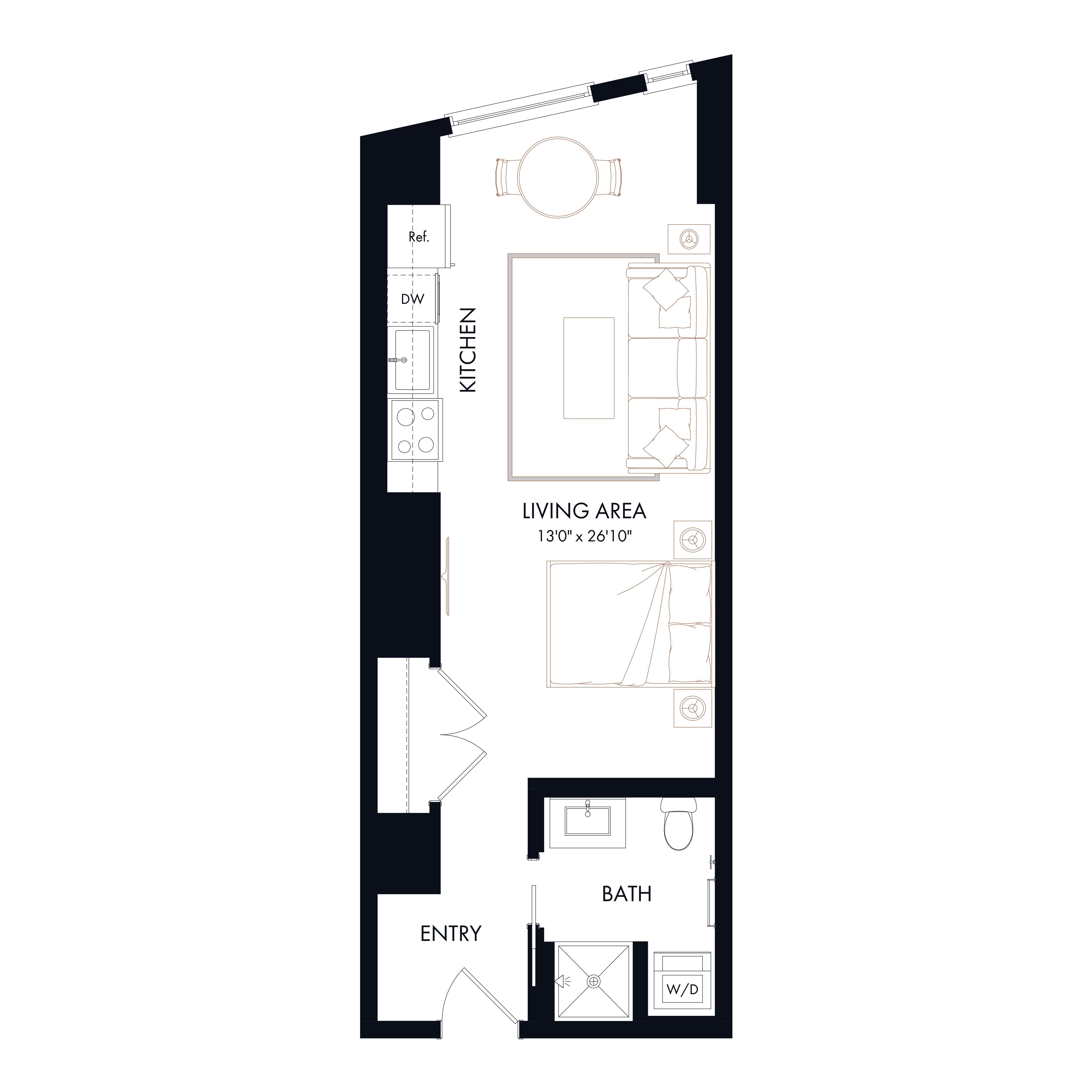 S4 | Studio | 1 Bath diagram