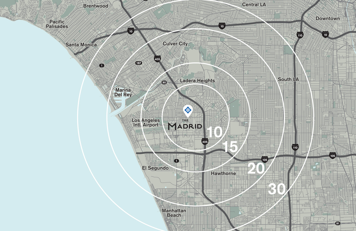 The Madrid - Westchester neighborhood map - luxury apartments LA