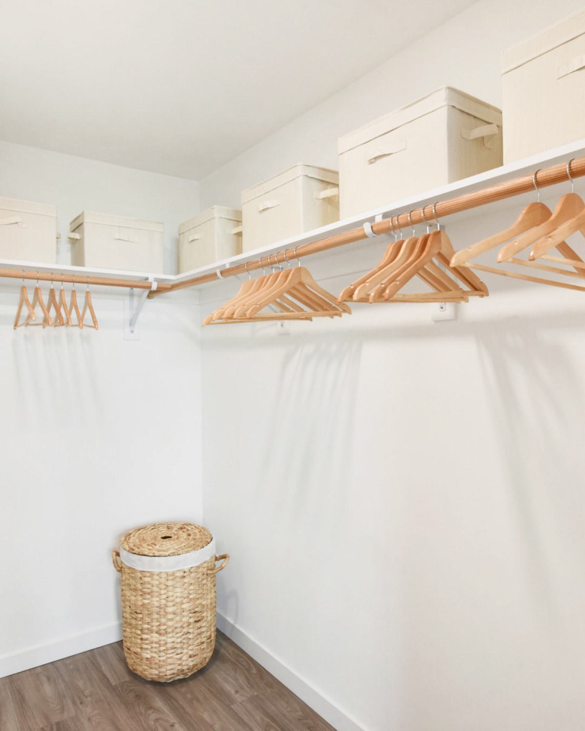 Modern walk-in closet.
