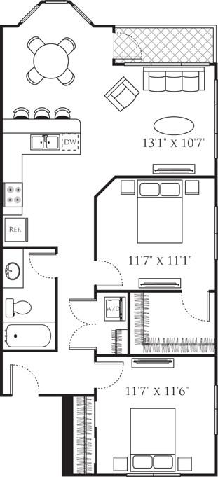 Two Bedroom A (2A) diagram