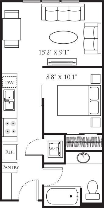 Open 1 Bedroom B diagram