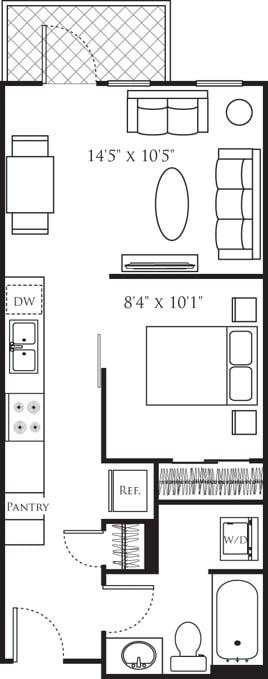 Open 1 Bedroom C diagram