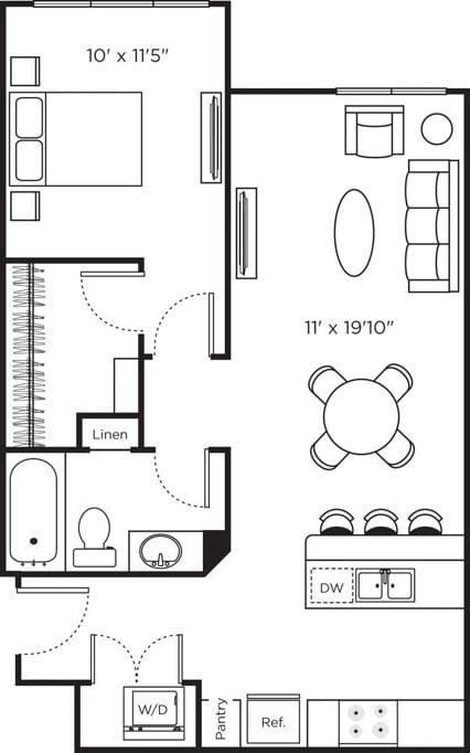 One Bedroom C_NOBALCONY diagram