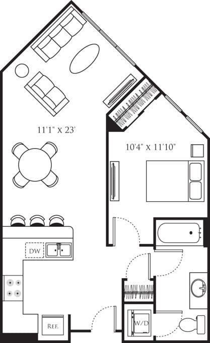 One Bedroom A (1A) diagram