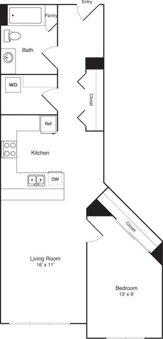 1 Bedroom V (1A) diagram