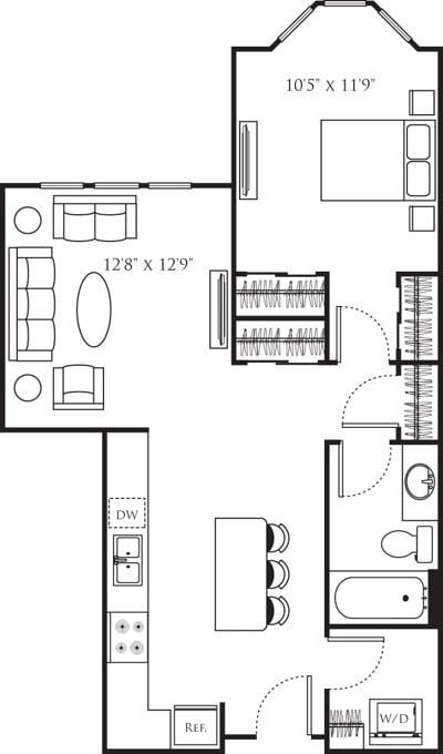 One Bedroom I (1A) diagram