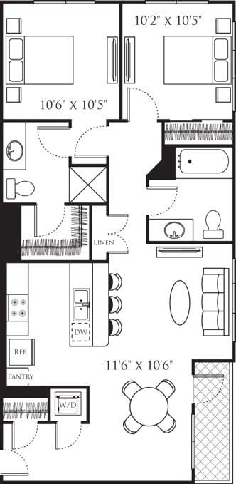 Two Bedroom C (2A) diagram