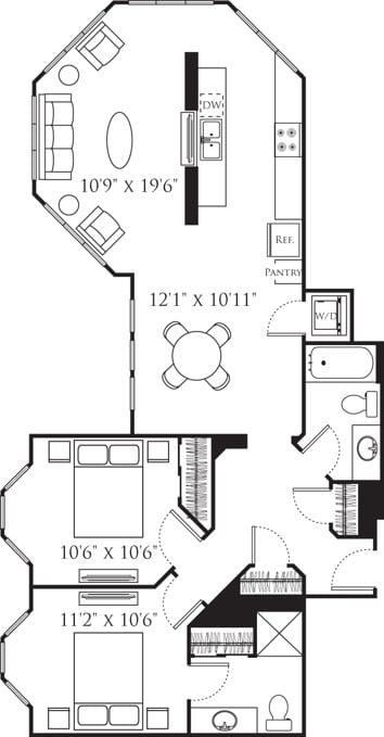Two Bedroom I (2A) diagram