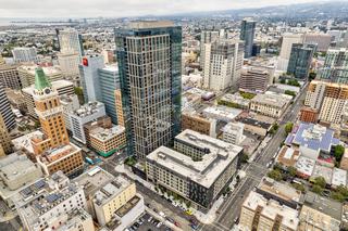 aerial view of downtown oakland buildings 