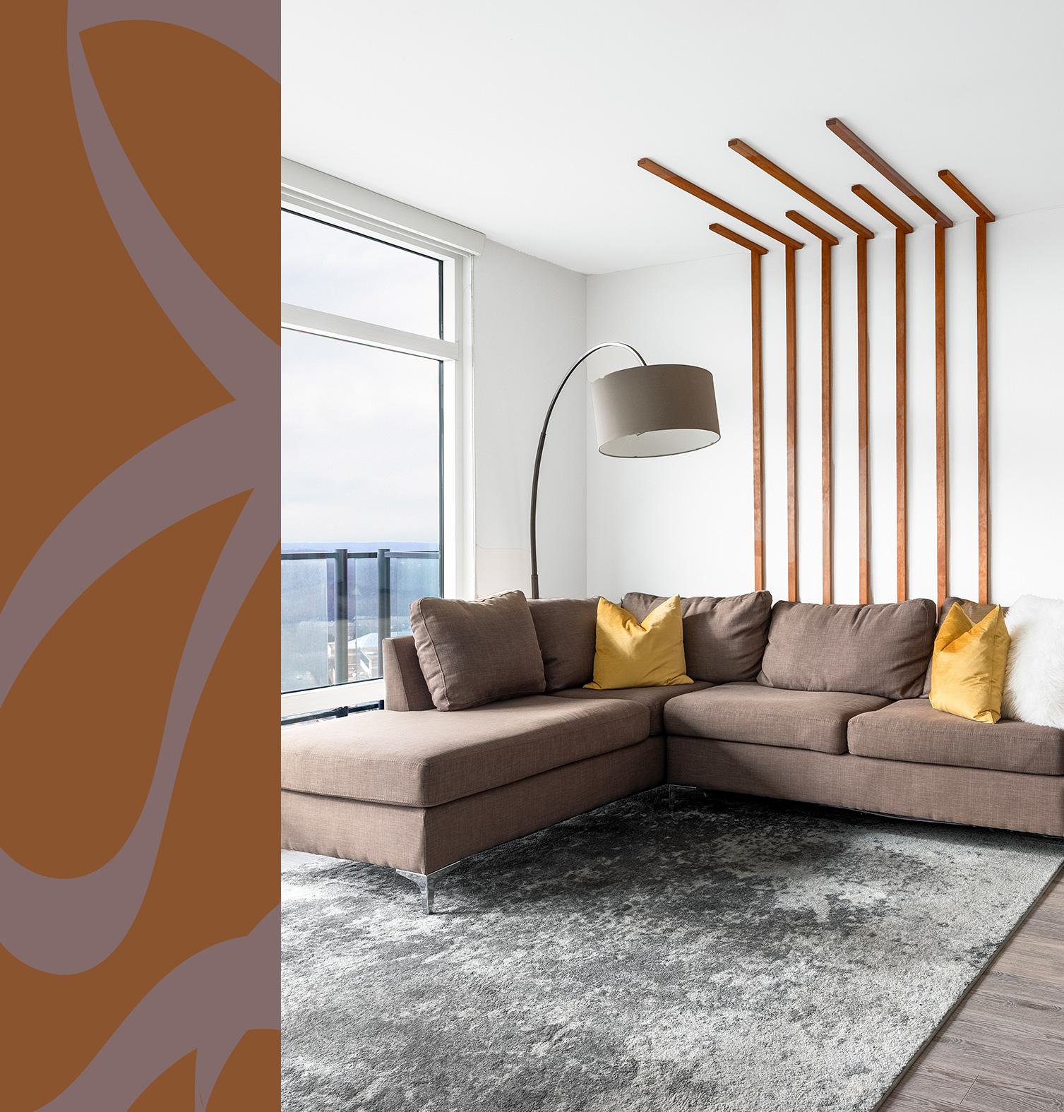 Living room with tall windows