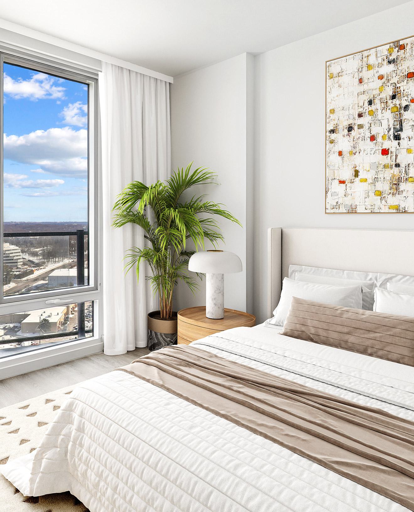 Bedroom with view out of window
