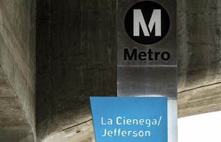 close up of signage at the la cienega Jefferson metro