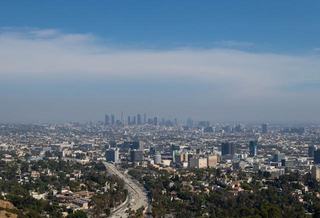 View of Los Angeles stretching toward Downtown, similar to the 405 corridor north of Culver City.