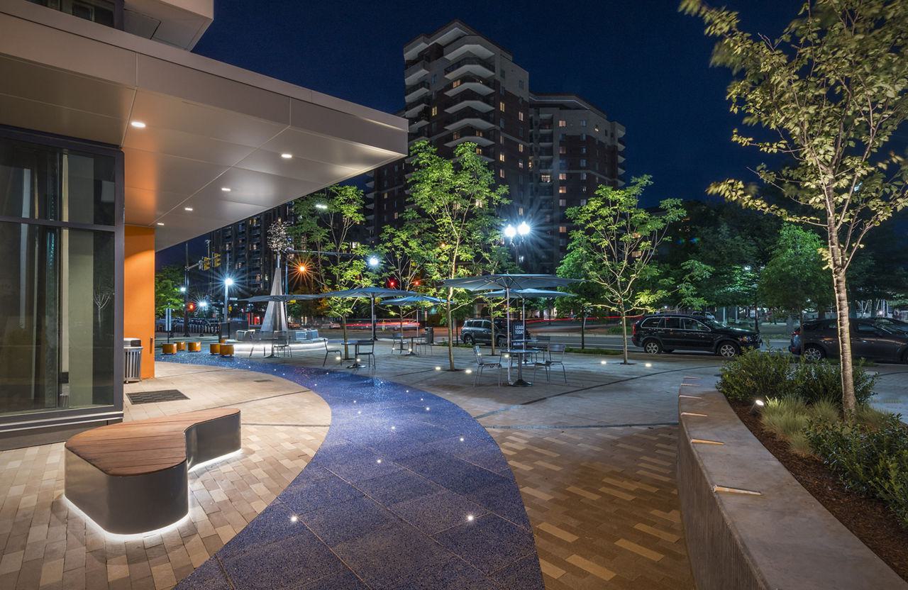trees and courtyard neighborhood near latitude in Virginia square