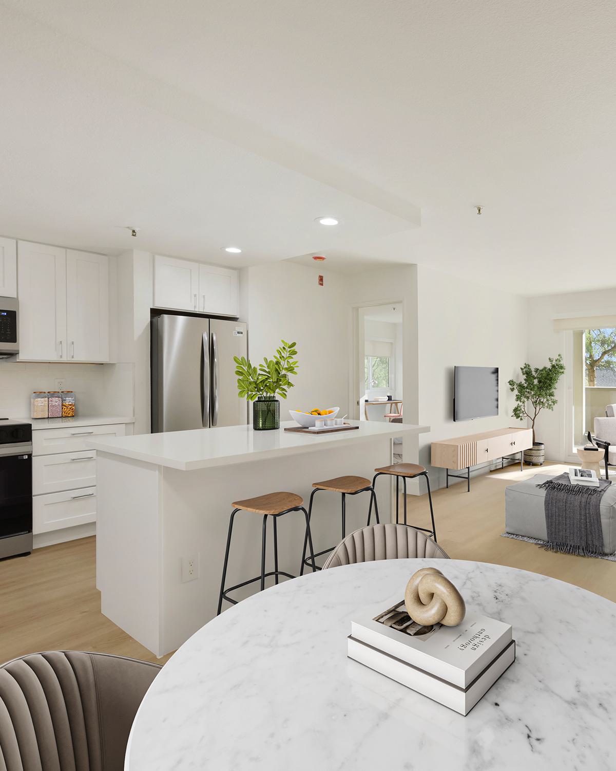 Tidewood apartment with open kitchen and living room