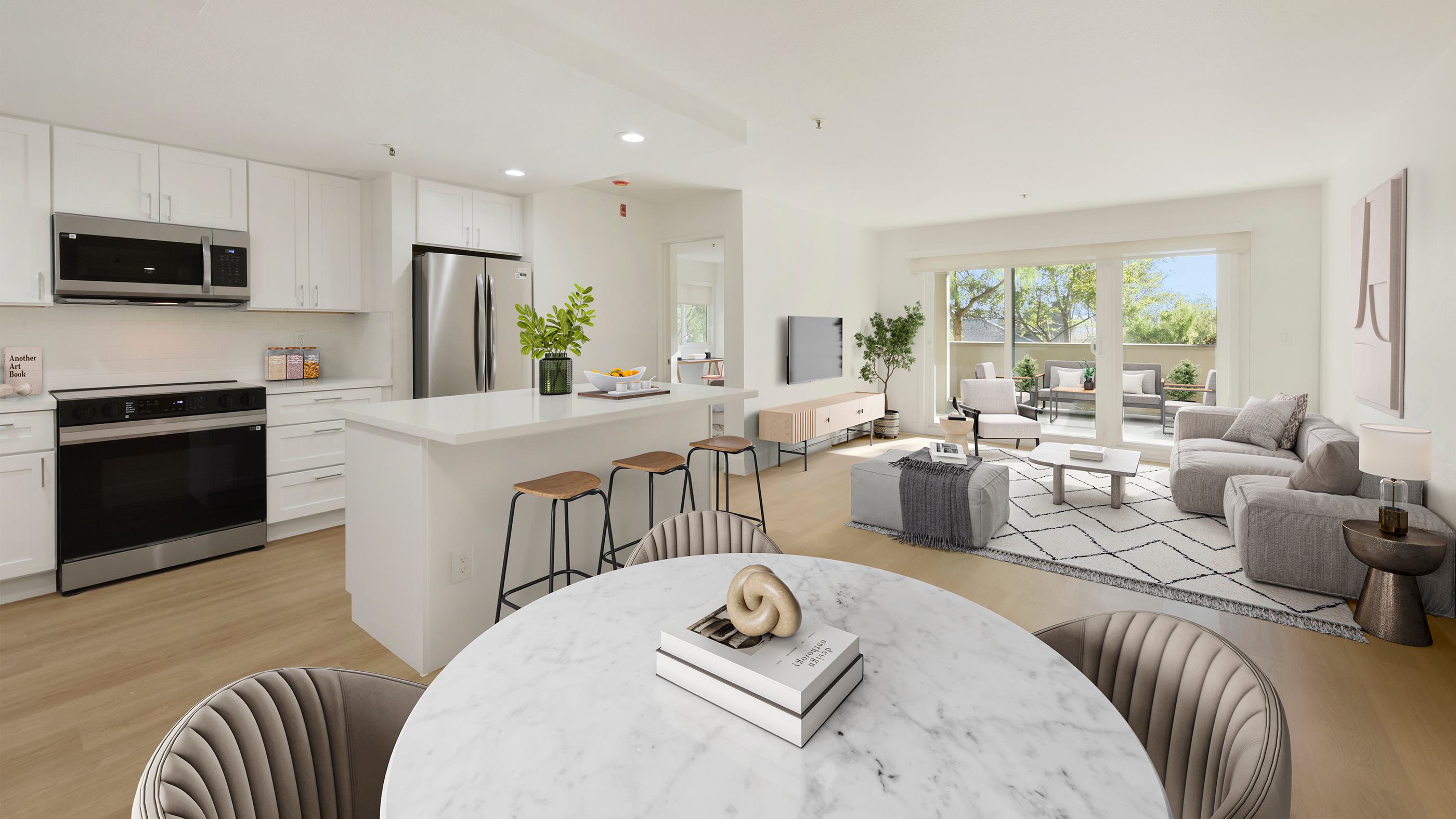 Tidewood apartment with open kitchen and living room