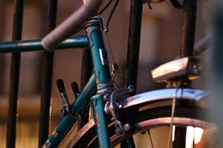close up of a teal bike frame