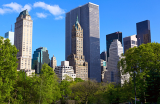 Upward shot of apartment buildings in upper east side