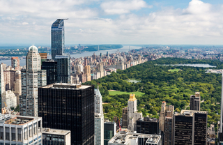 View of Central Park and the surrounding buildings and skyscrapers