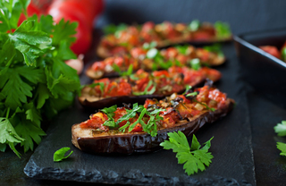 Platter of grilled eggplant