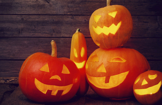 Four jack o lanterns