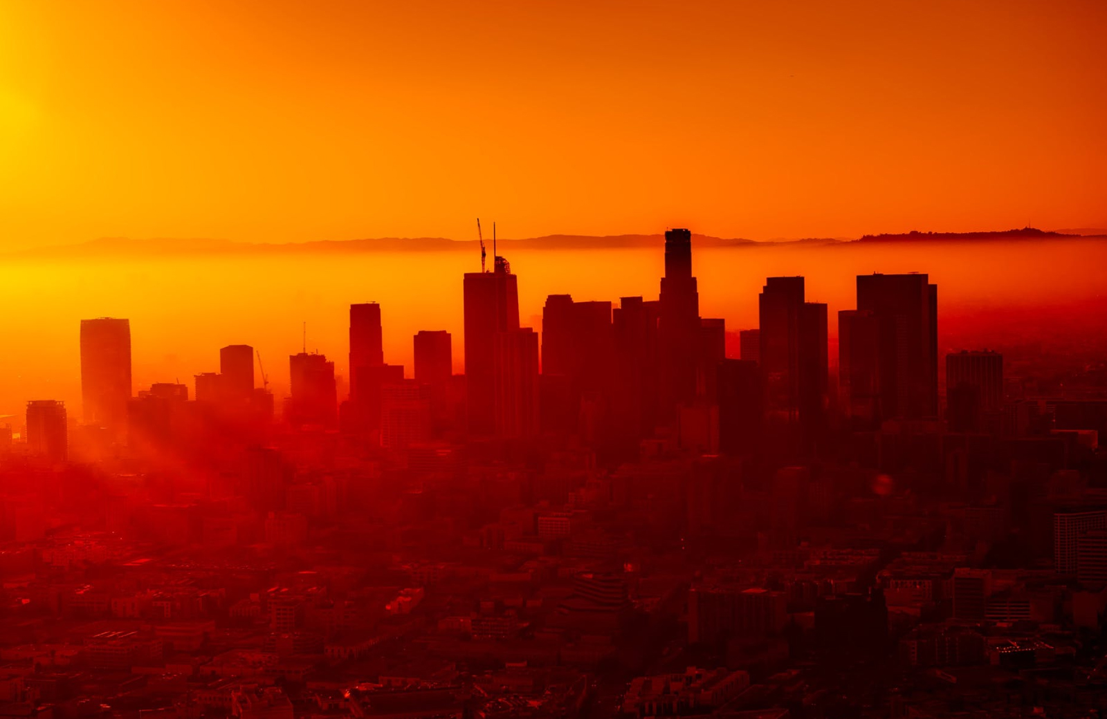 LA skyline at sunset - The Madrid Apts in Westchester