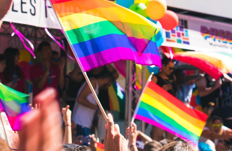 pride flags at a pride parade
