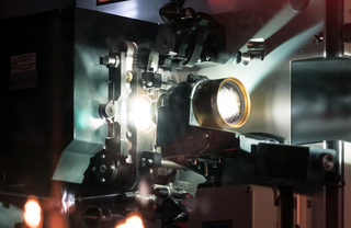 close up of film running and projecting
