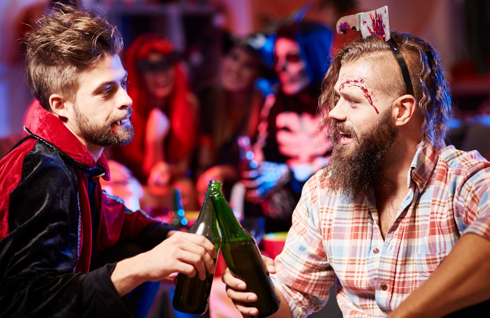 two men drinking at a bar halloween denver the henry