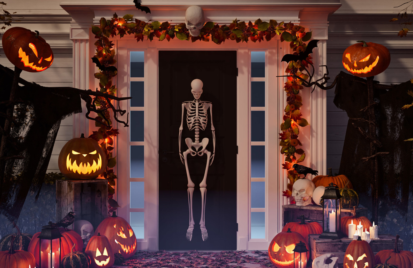 skeleton evil pumpkins halloween decor atelier dtla