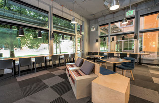 Sol at West Village Study Hall - large room with big windows and lots of seating